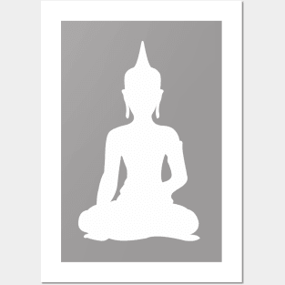 Grey and White Buddha Posters and Art